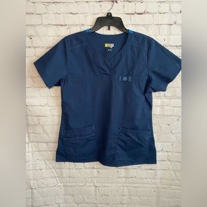 NWOT WonderWink Women's Wonderflex Patience Scrub Top in Navy Size M